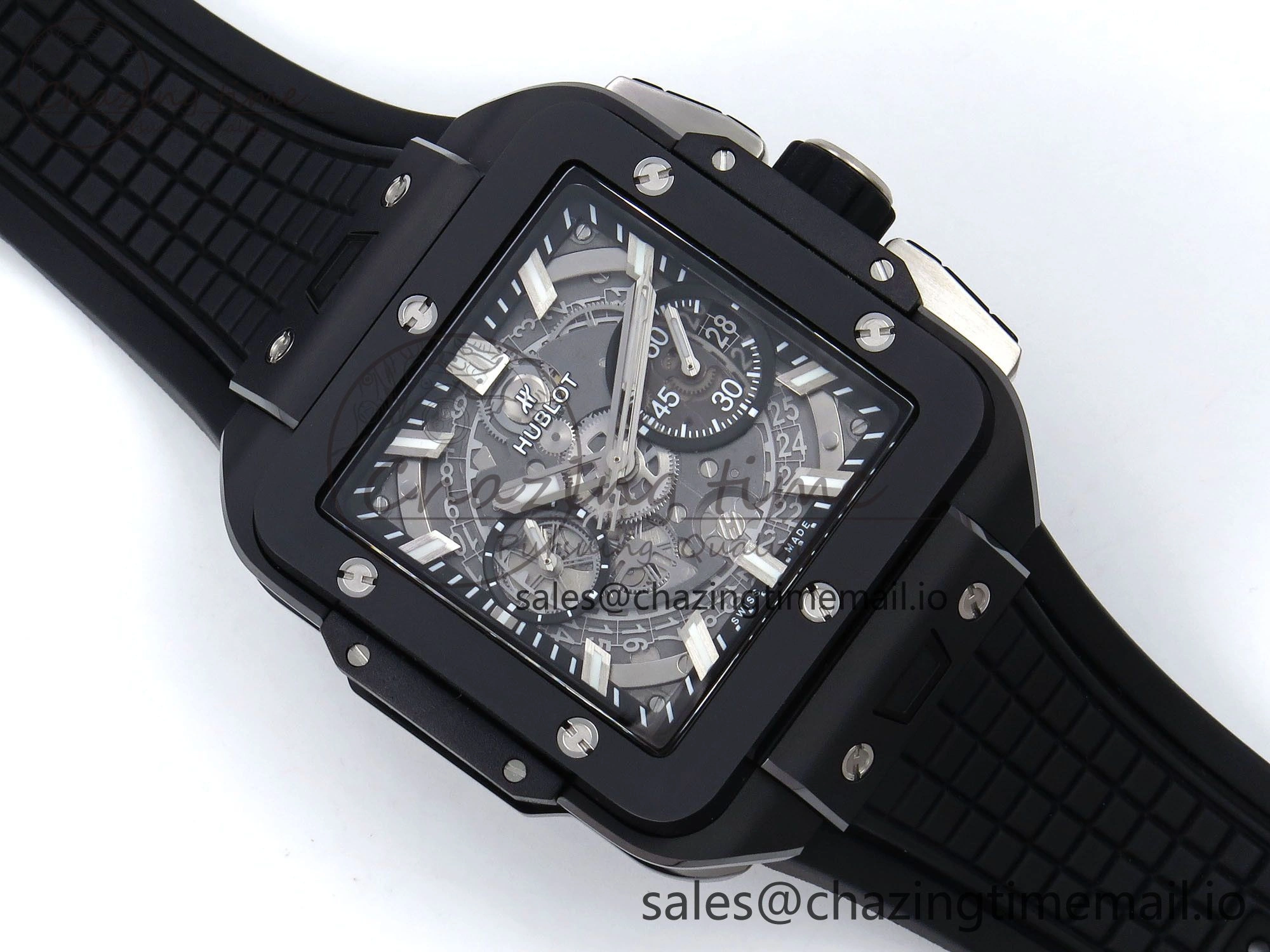 Efficient Square Bang Unico Black Ceramic BBF 1:1 Best Edition on Rubber Strap A 6721