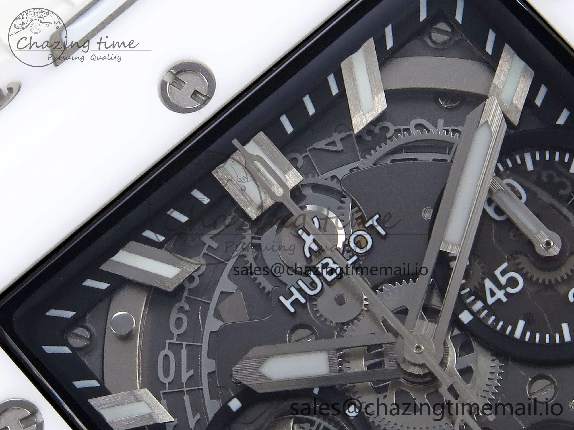 Packable Square Bang Unico White Ceramic BBF 1:1 Best Edition on Rubber Strap A 6720