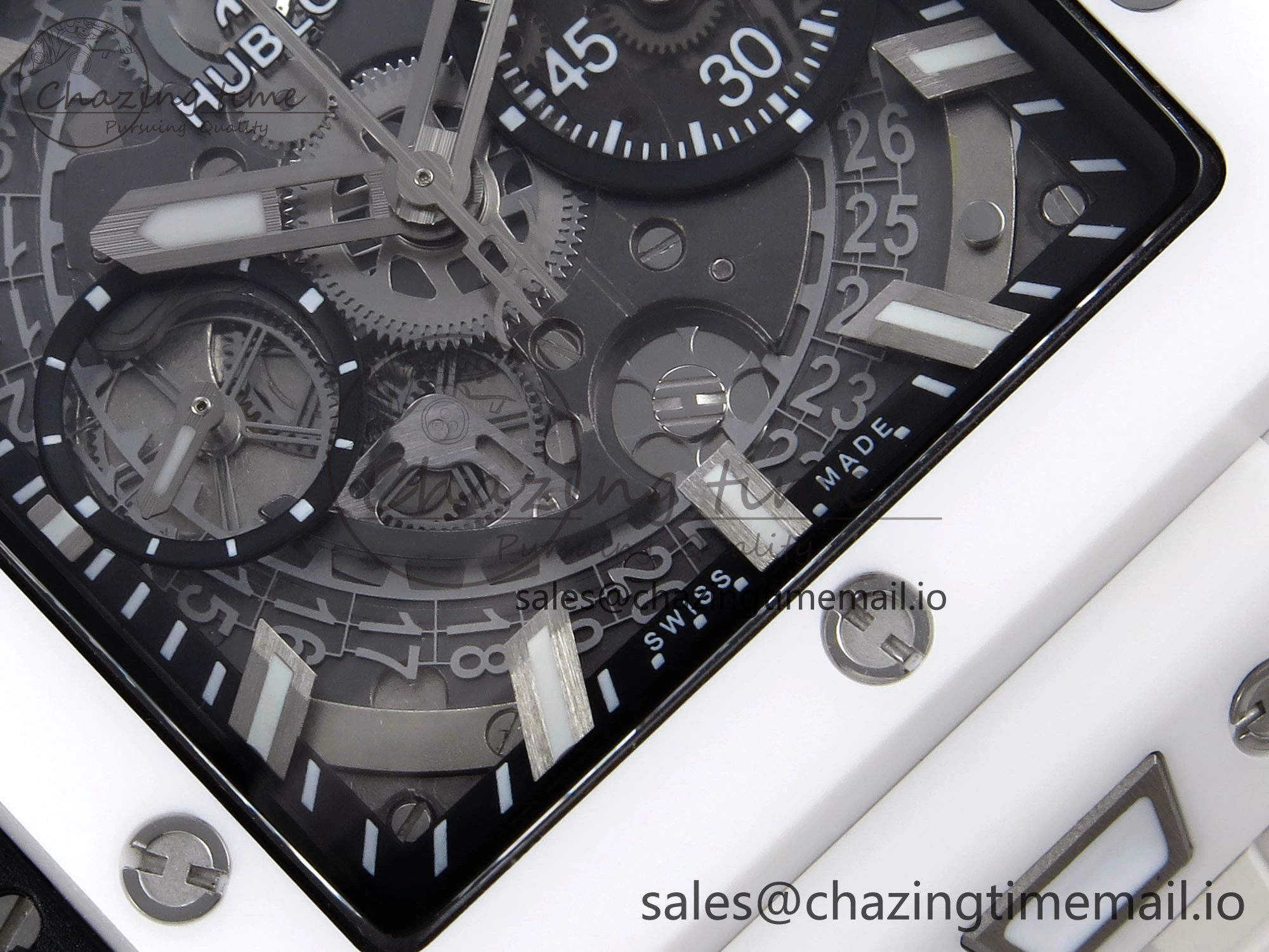 Packable Square Bang Unico White Ceramic BBF 1:1 Best Edition on Rubber Strap A 6720