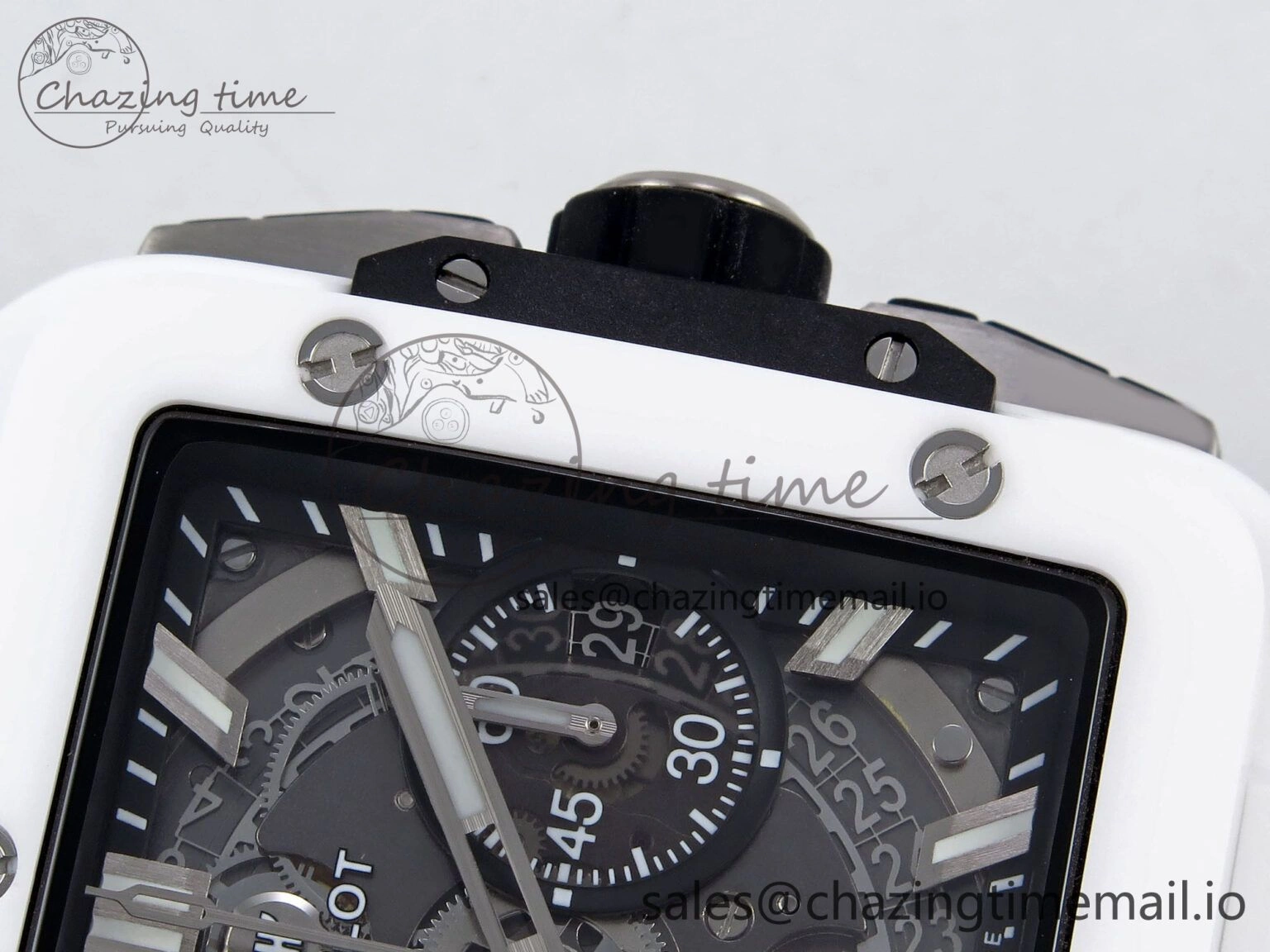 Packable Square Bang Unico White Ceramic BBF 1:1 Best Edition on Rubber Strap A 6720