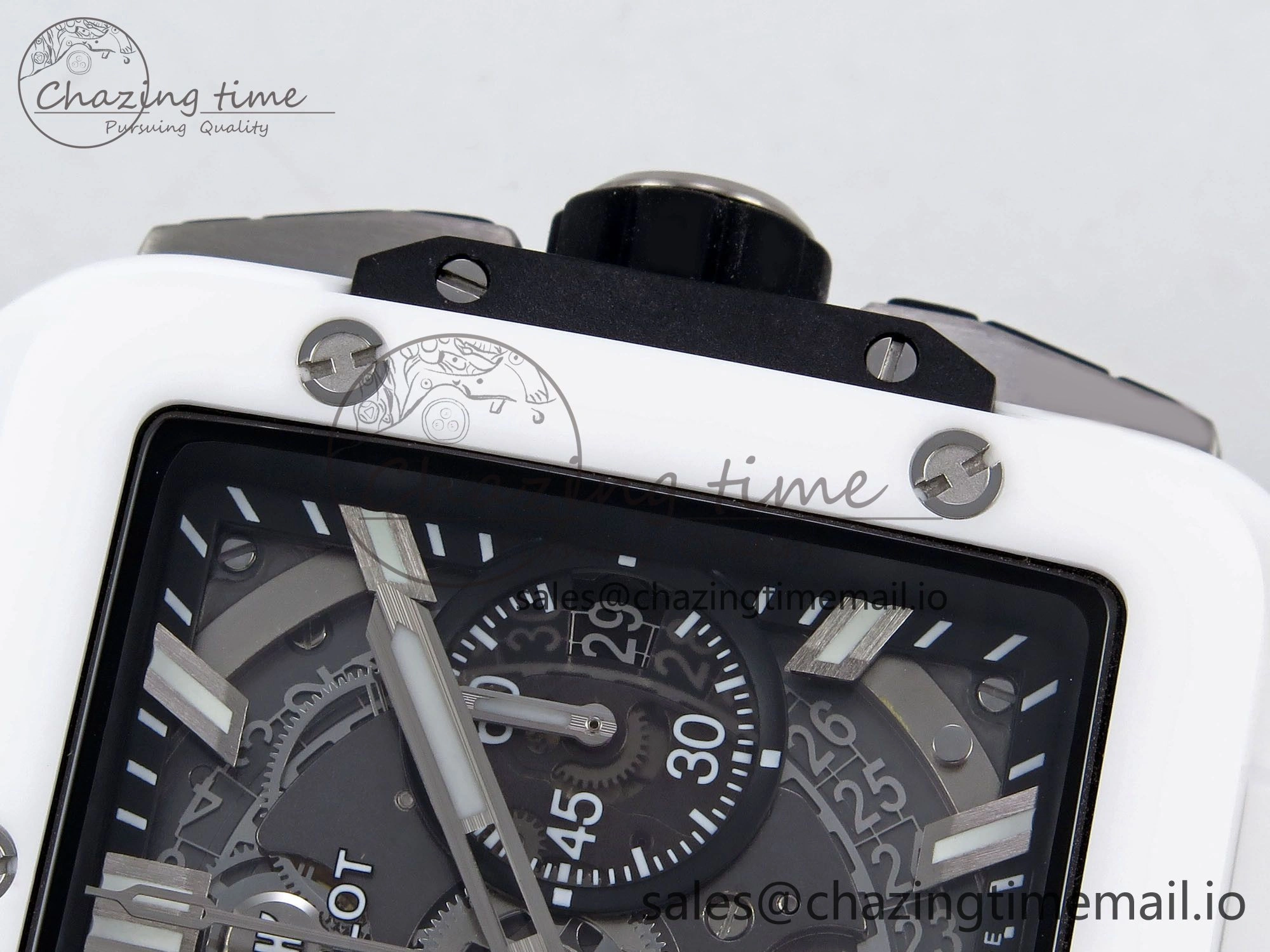Packable Square Bang Unico White Ceramic BBF 1:1 Best Edition on Rubber Strap A 6720