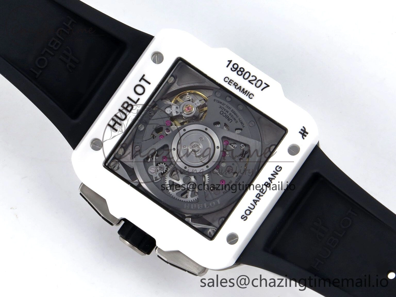 Packable Square Bang Unico White Ceramic BBF 1:1 Best Edition on Rubber Strap A 6720
