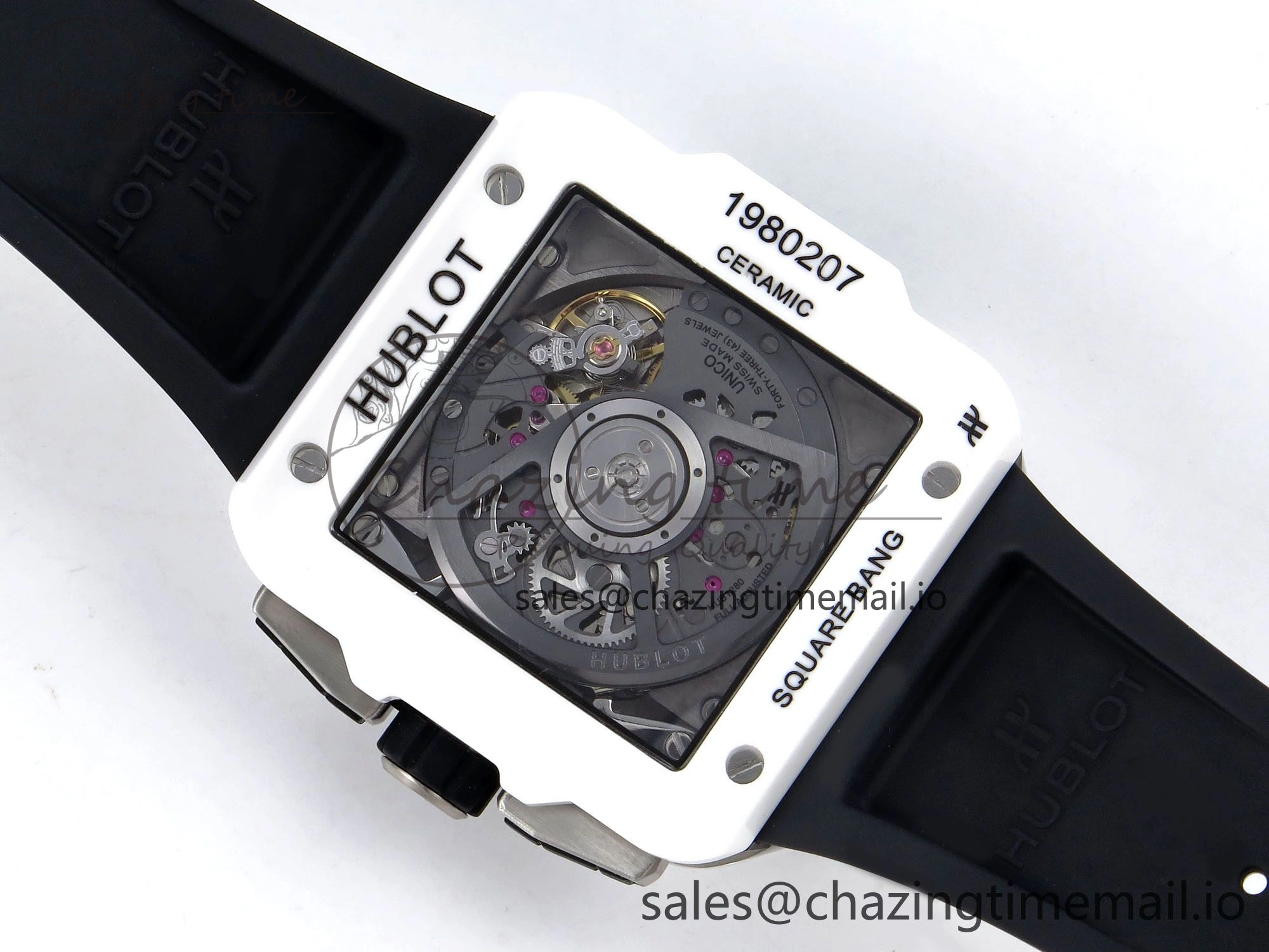 Packable Square Bang Unico White Ceramic BBF 1:1 Best Edition on Rubber Strap A 6720