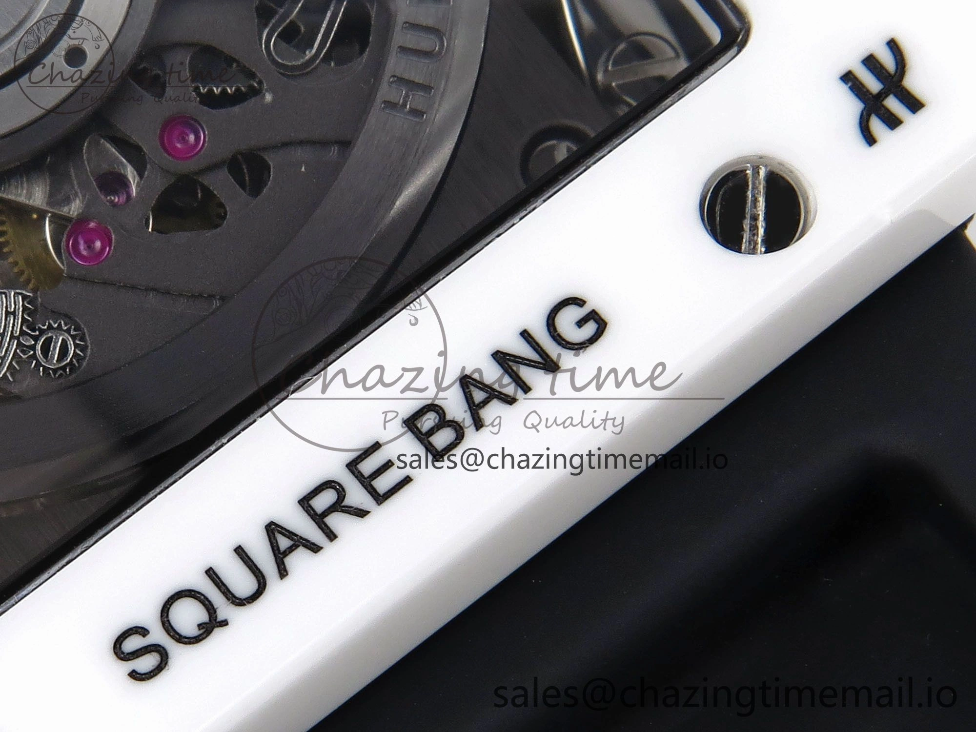 Packable Square Bang Unico White Ceramic BBF 1:1 Best Edition on Rubber Strap A 6720