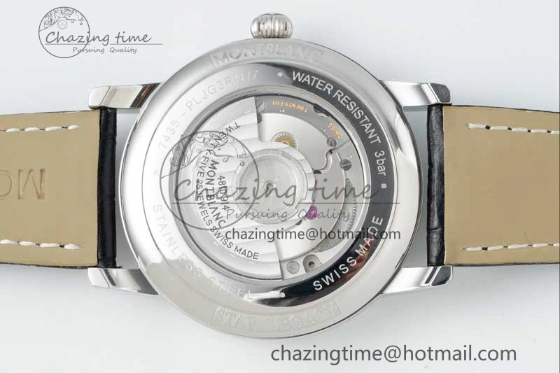 Vibrant Star Legacy Moonphase 42mm SS 3EF Best Edition White Dial on Black Leather Strap MIYOTA 7611