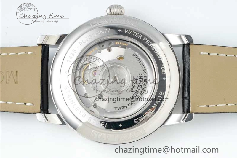Vibrant Star Legacy Moonphase 42mm SS 3EF Best Edition White Dial on Black Leather Strap MIYOTA 7611