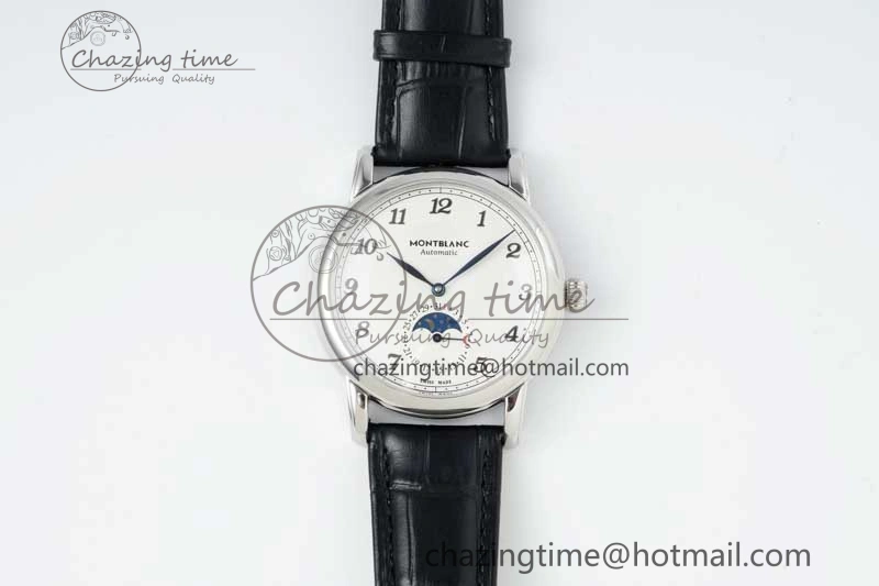 Vibrant Star Legacy Moonphase 42mm SS 3EF Best Edition White Dial on Black Leather Strap MIYOTA 7611