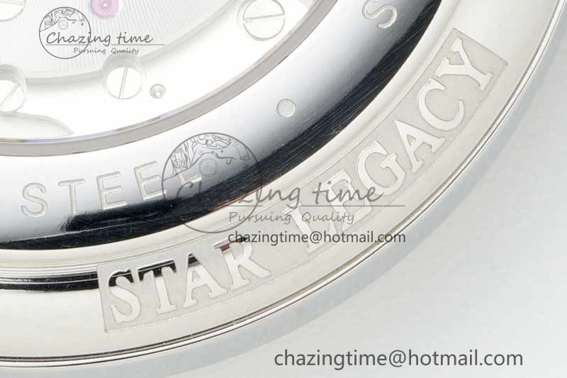 Vibrant Star Legacy Moonphase 42mm SS 3EF Best Edition White Dial on Black Leather Strap MIYOTA 7611