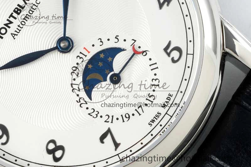 Vibrant Star Legacy Moonphase 42mm SS 3EF Best Edition White Dial on Black Leather Strap MIYOTA 7611