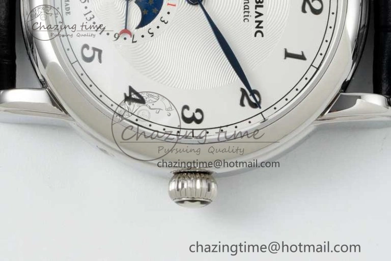 Vibrant Star Legacy Moonphase 42mm SS 3EF Best Edition White Dial on Black Leather Strap MIYOTA 7611