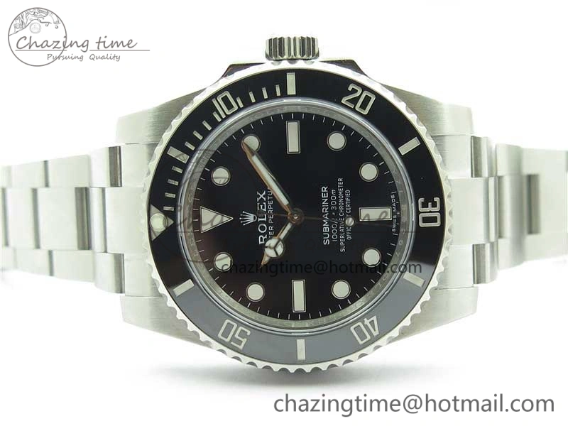 Submariner 114060 No Date Black Ceramic ZZF 904L 1:1 Best Edition on SS Bracelet VR3130 V Effortless 2868