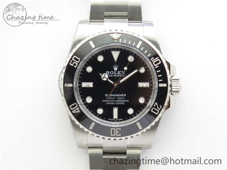 Submariner 114060 No Date Black Ceramic ZZF 904L 1:1 Best Edition on SS Bracelet VR3130 V Effortless 2868