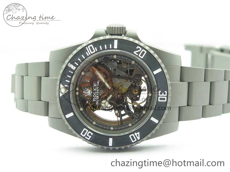 Submariner 116610 Andrea Pirlo Sandblasted ROF Best Edition Carbon Bezel on Skeleton DIal SA Refined 2789