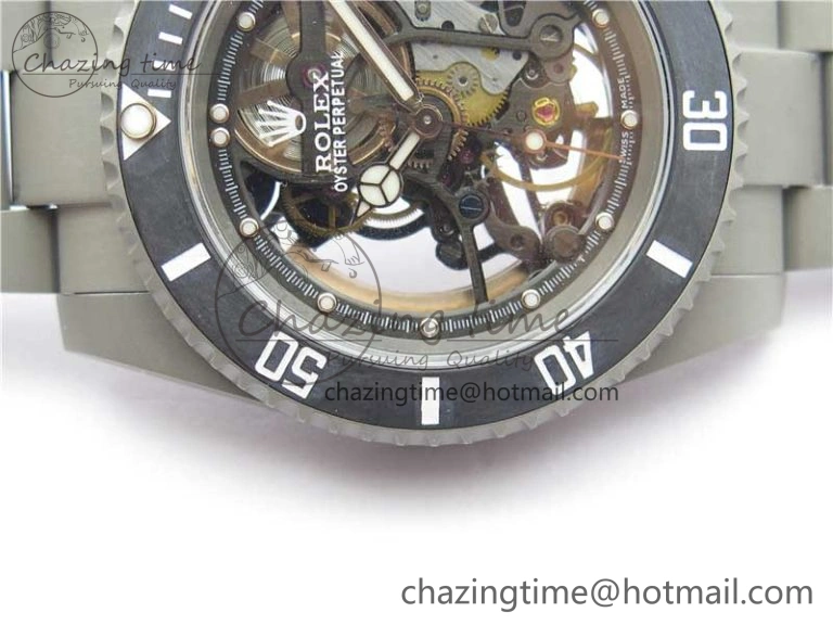 Submariner 116610 Andrea Pirlo Sandblasted ROF Best Edition Carbon Bezel on Skeleton DIal SA Refined 2789