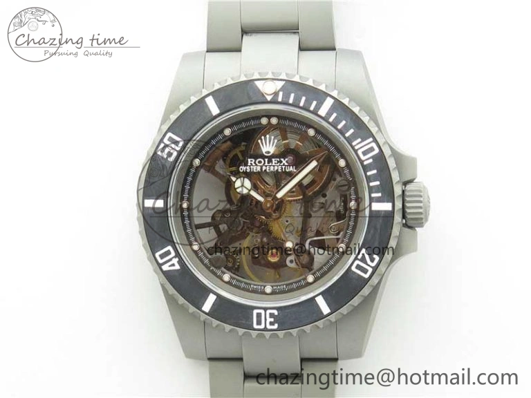 Submariner 116610 Andrea Pirlo Sandblasted ROF Best Edition Carbon Bezel on Skeleton DIal SA Refined 2789