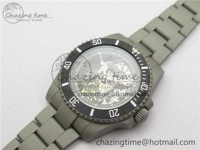 Submariner 116610 Andrea Pirlo Sandblasted ROF Best Edition Carbon Bezel on Skeleton DIal SA Refined 2789