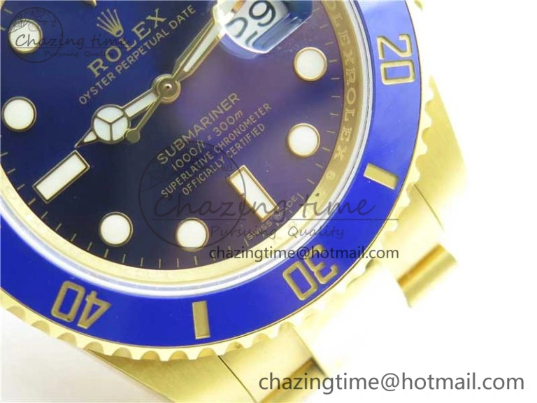 Submariner 116610 LB ROF Best Edition YG Wrapped Blue Dial on YG Wrapped Bracelet A Supportive 2910