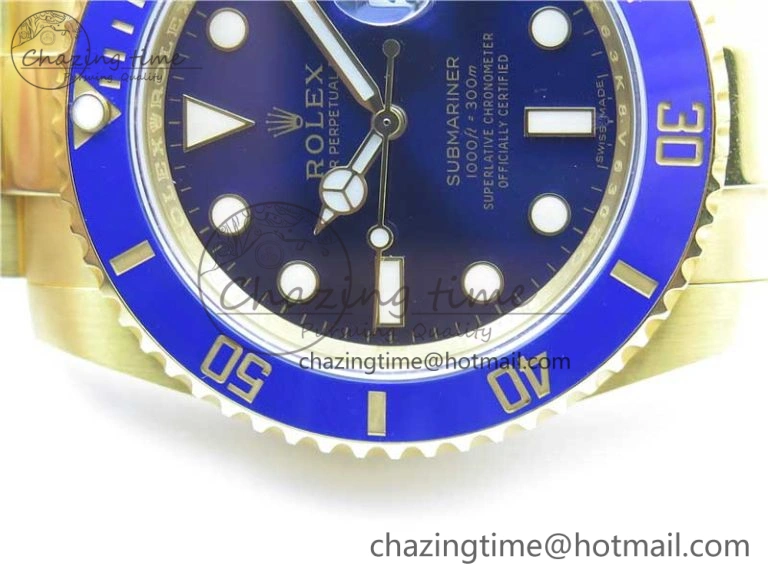 Submariner 116610 LB ROF Best Edition YG Wrapped Blue Dial on YG Wrapped Bracelet A Supportive 2910