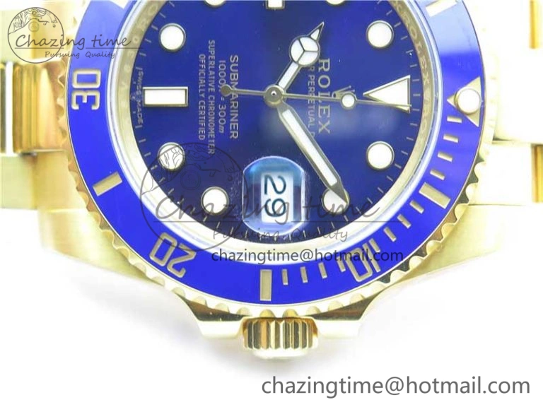 Submariner 116610 LB ROF Best Edition YG Wrapped Blue Dial on YG Wrapped Bracelet A Supportive 2910