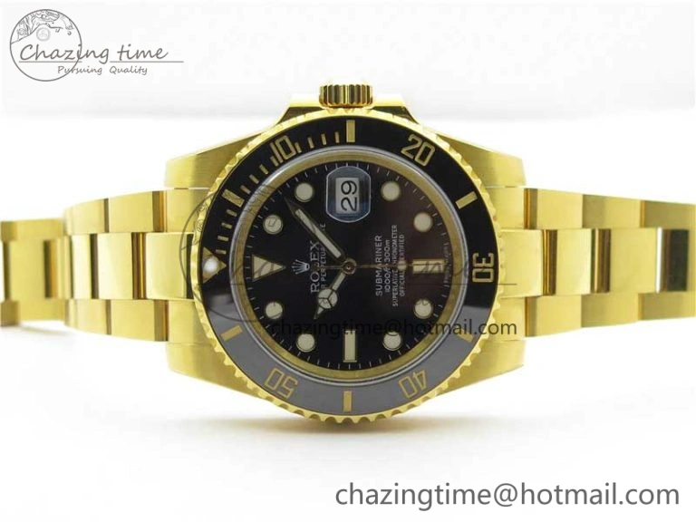 Affordable Submariner 116610 LN ROF Best Edition YG Wrapped Black Dial on YG Wrapped Bracelet A 2913