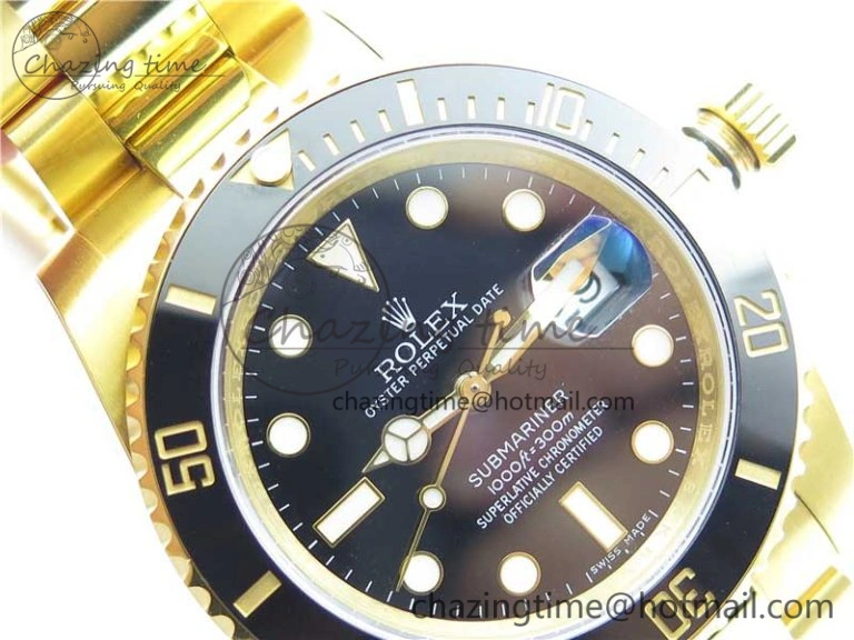 Affordable Submariner 116610 LN ROF Best Edition YG Wrapped Black Dial on YG Wrapped Bracelet A 2913