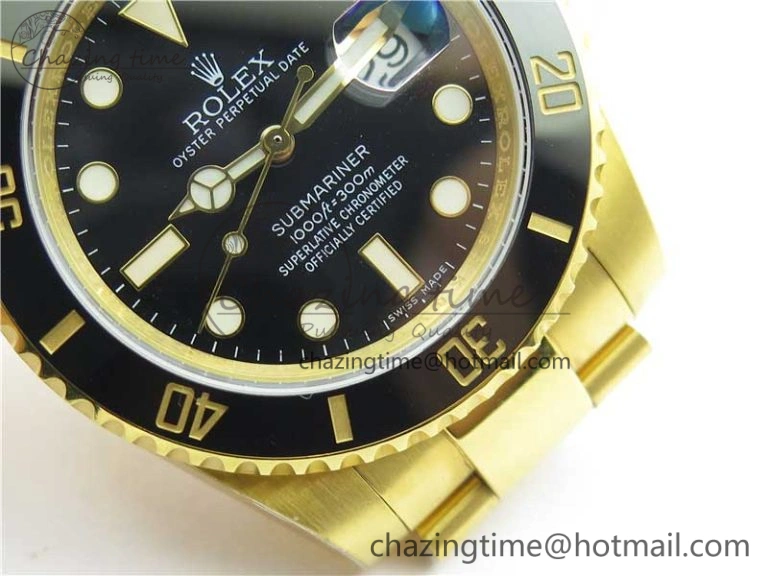 Affordable Submariner 116610 LN ROF Best Edition YG Wrapped Black Dial on YG Wrapped Bracelet A 2913