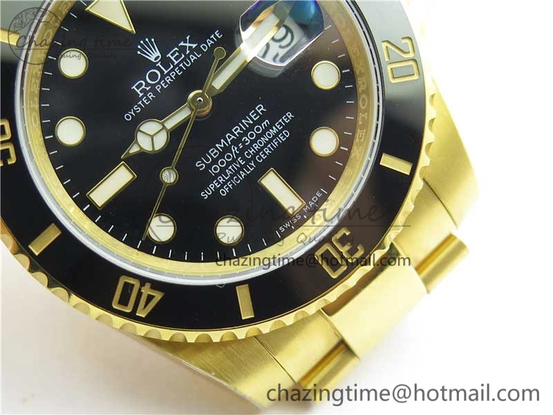 Affordable Submariner 116610 LN ROF Best Edition YG Wrapped Black Dial on YG Wrapped Bracelet A 2913