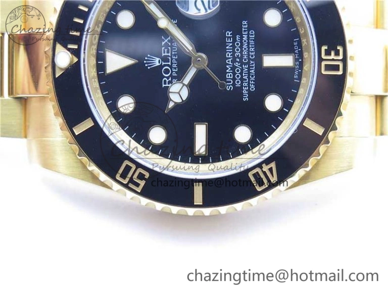 Affordable Submariner 116610 LN ROF Best Edition YG Wrapped Black Dial on YG Wrapped Bracelet A 2913