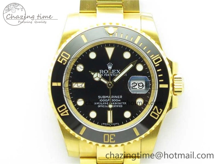 Affordable Submariner 116610 LN ROF Best Edition YG Wrapped Black Dial on YG Wrapped Bracelet A 2913
