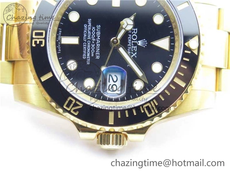Affordable Submariner 116610 LN ROF Best Edition YG Wrapped Black Dial on YG Wrapped Bracelet A 2913