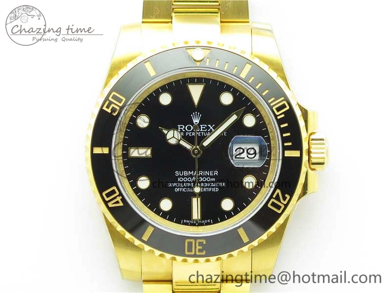 Affordable Submariner 116610 LN ROF Best Edition YG Wrapped Black Dial on YG Wrapped Bracelet A 2913