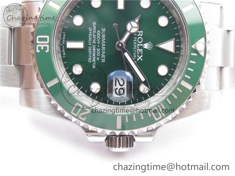 Submariner 116610 LV Green Ceramic ARF 1:1 Best Edition 904L SS Case and Bracelet A2824 V Affordable 2849