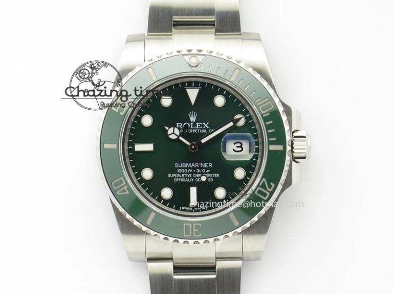 ZipUp Submariner 116610 LV Green Ceramic JF 1:1 Best Edition On SS Bracelet SA3135 V 3974