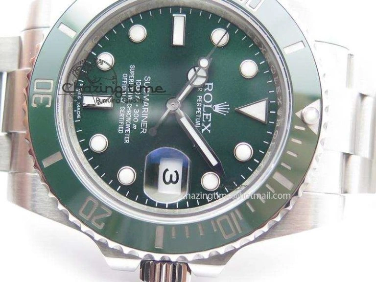 ZipUp Submariner 116610 LV Green Ceramic JF 1:1 Best Edition On SS Bracelet SA3135 V 3974