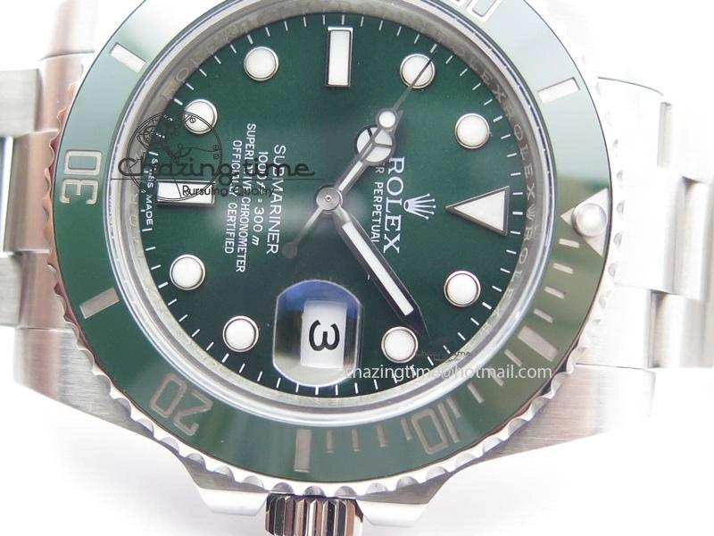 ZipUp Submariner 116610 LV Green Ceramic JF 1:1 Best Edition On SS Bracelet SA3135 V 3974