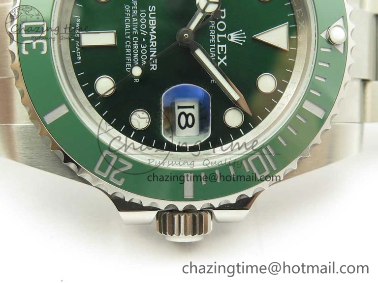 Submariner 116610 LV Green Ceramic V9F 904L 1:1 Best Edition on SS Bracelet SA Original 3292