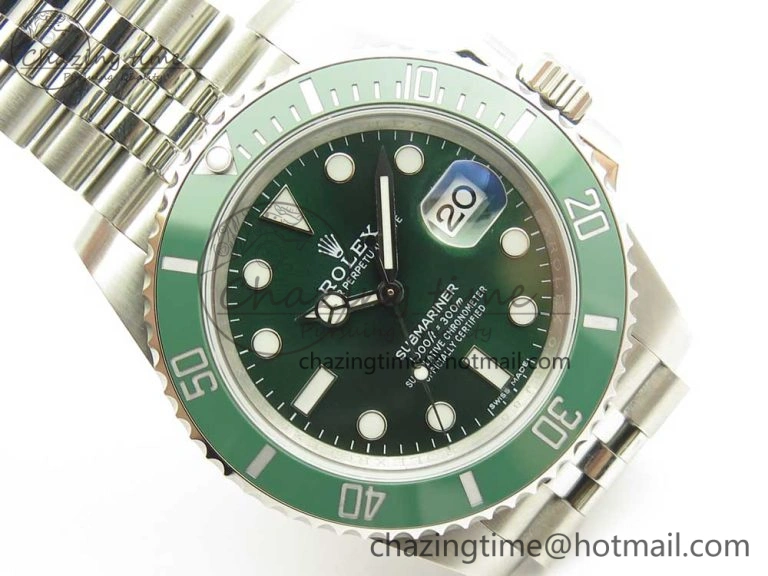 Submariner 116610 LV Green Ceramic V9F 904L 1:1 Best Edition on SS Jubilee Bracelet SA Flexible 3302