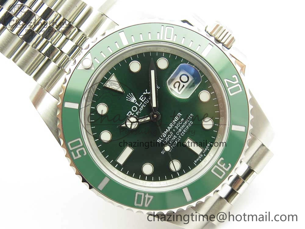 Submariner 116610 LV Green Ceramic V9F 904L 1:1 Best Edition on SS Jubilee Bracelet SA Flexible 3302