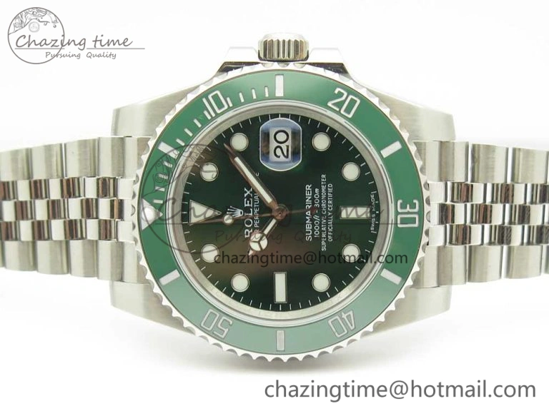 Submariner 116610 LV Green Ceramic V9F 904L 1:1 Best Edition on SS Jubilee Bracelet SA Flexible 3302