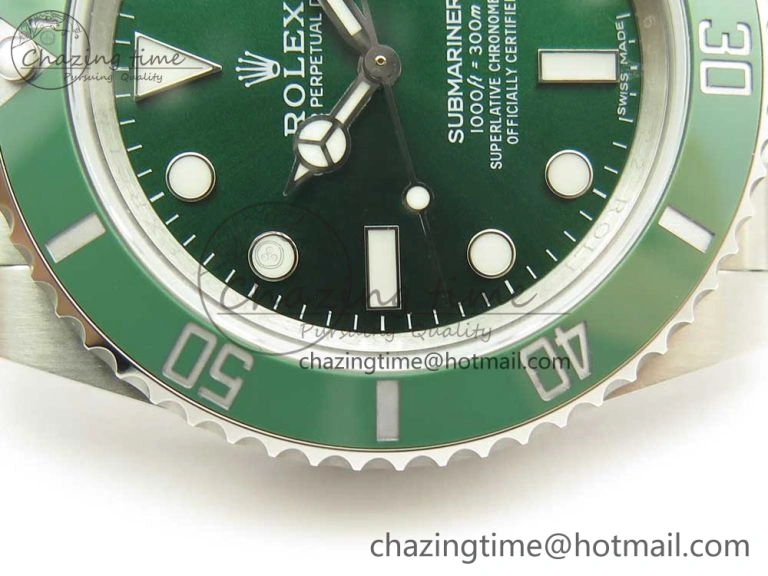Submariner 116610 LV Green Ceramic V9F 904L 1:1 Best Edition on SS Jubilee Bracelet SA Flexible 3302