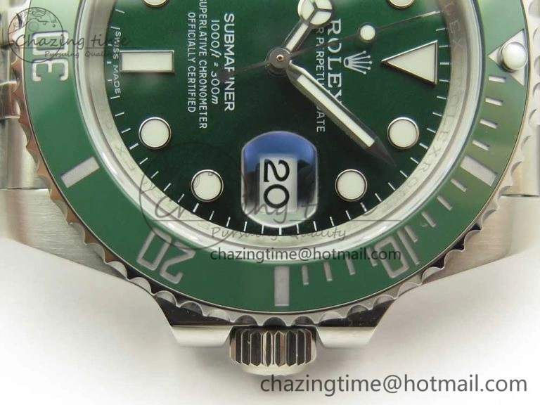 Submariner 116610 LV Green Ceramic V9F 904L 1:1 Best Edition on SS Jubilee Bracelet SA Flexible 3302