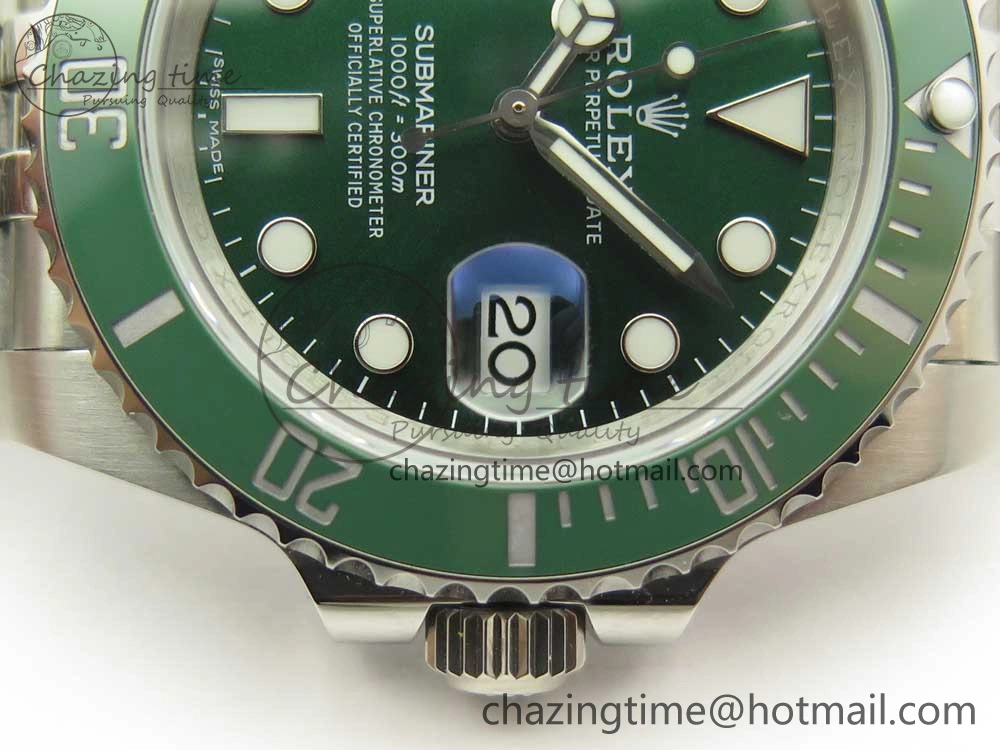 Submariner 116610 LV Green Ceramic V9F 904L 1:1 Best Edition on SS Jubilee Bracelet SA Flexible 3302