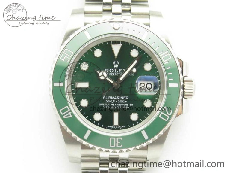 Submariner 116610 LV Green Ceramic V9F 904L 1:1 Best Edition on SS Jubilee Bracelet SA Flexible 3302