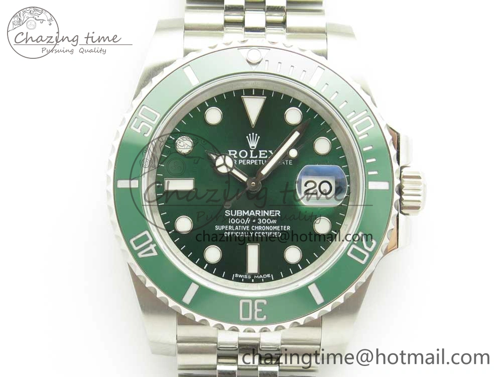 Submariner 116610 LV Green Ceramic V9F 904L 1:1 Best Edition on SS Jubilee Bracelet SA Flexible 3302