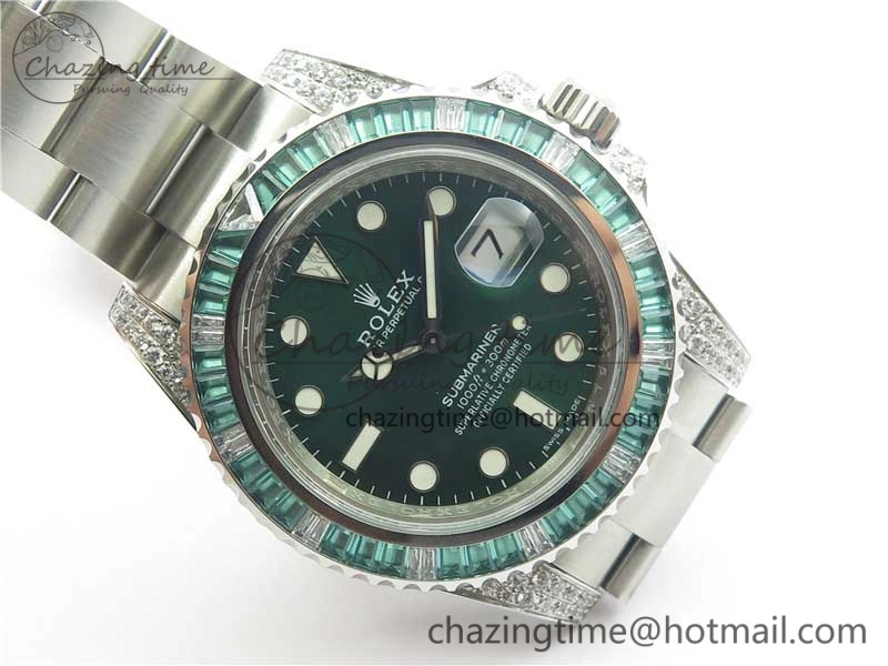 Supportive Submariner 116610 LV Green Diamonds Bezel Noob 1:1 Best Edition 904L SS Case and Bracelet SA3135 V 3047