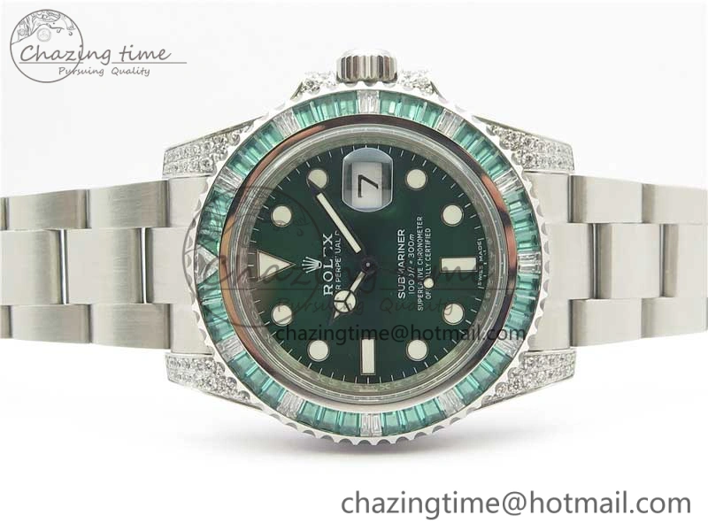 Supportive Submariner 116610 LV Green Diamonds Bezel Noob 1:1 Best Edition 904L SS Case and Bracelet SA3135 V 3047