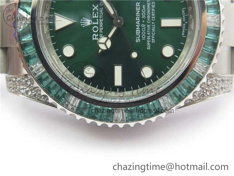 Supportive Submariner 116610 LV Green Diamonds Bezel Noob 1:1 Best Edition 904L SS Case and Bracelet SA3135 V 3047