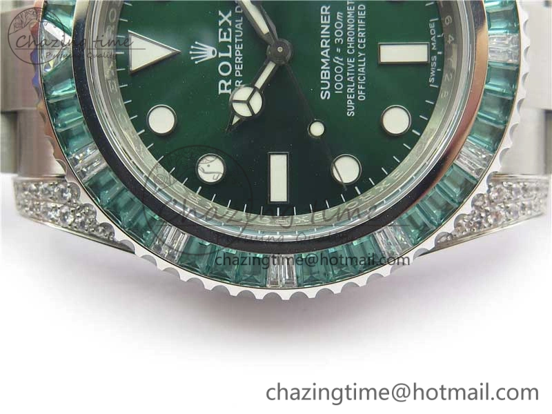 Supportive Submariner 116610 LV Green Diamonds Bezel Noob 1:1 Best Edition 904L SS Case and Bracelet SA3135 V 3047