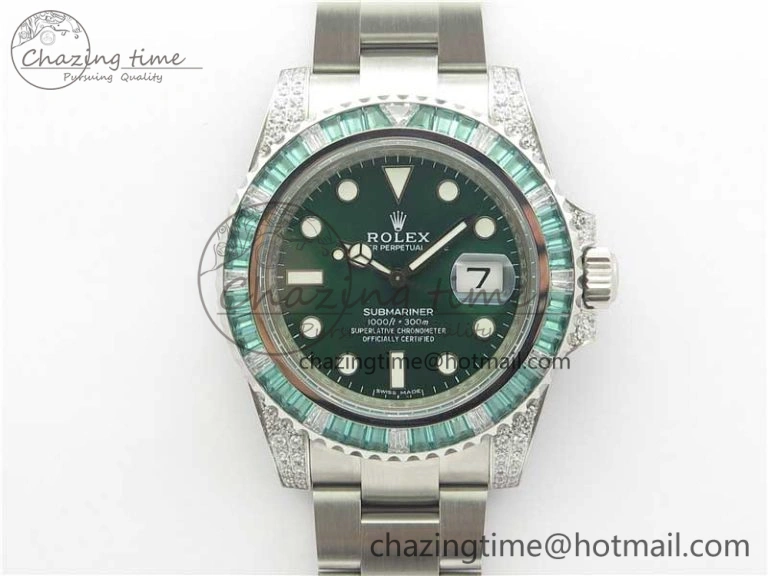 Supportive Submariner 116610 LV Green Diamonds Bezel Noob 1:1 Best Edition 904L SS Case and Bracelet SA3135 V 3047