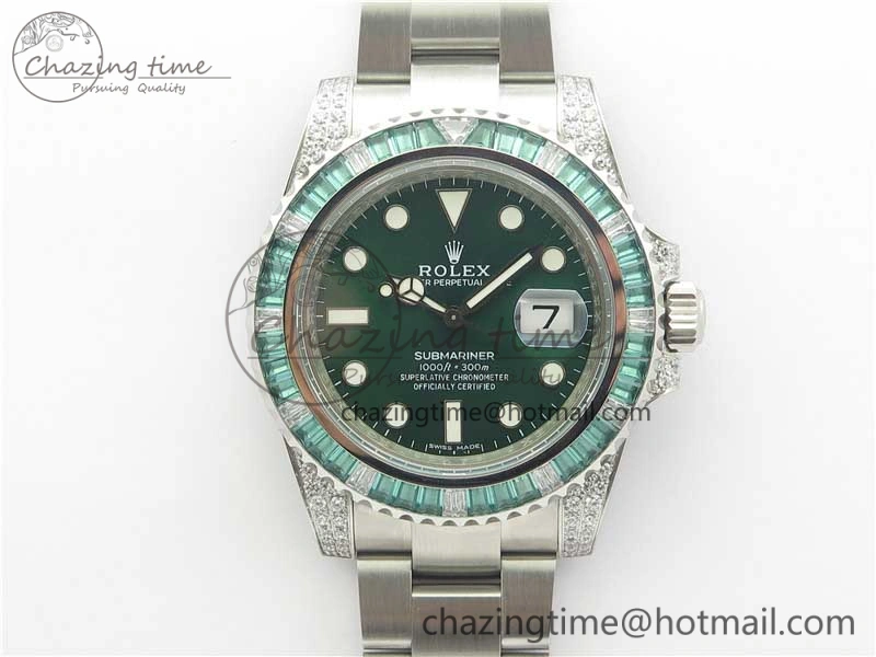 Supportive Submariner 116610 LV Green Diamonds Bezel Noob 1:1 Best Edition 904L SS Case and Bracelet SA3135 V 3047